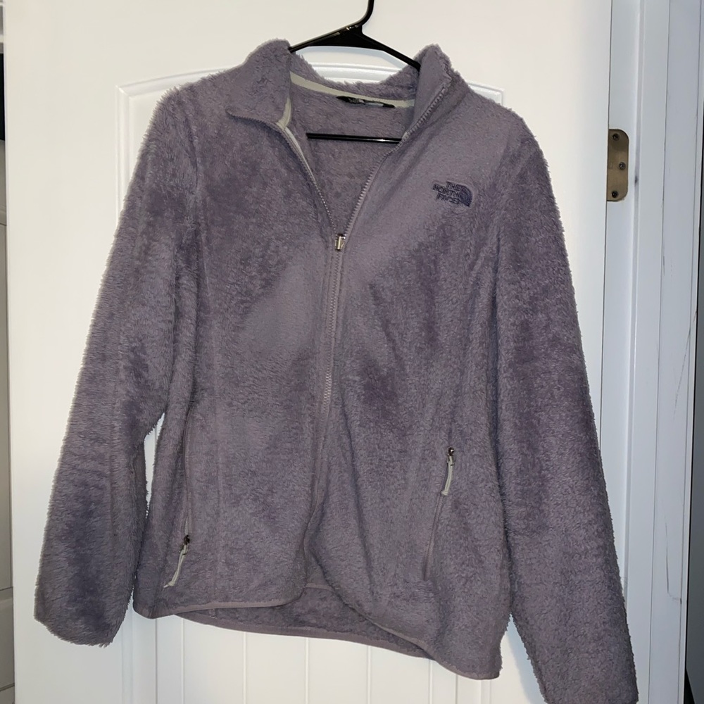 North face purple fuzzy jacket